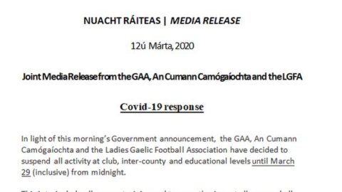 GAA Statement RE Covid19